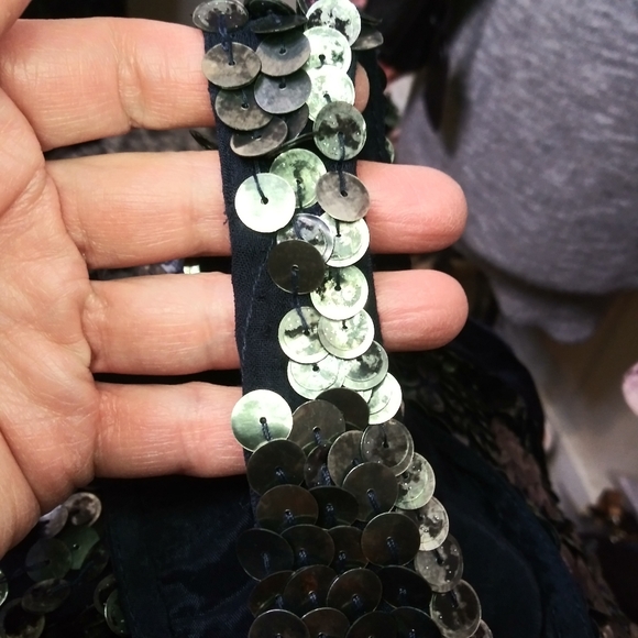 Free People Sexy Navy & Silver Sequinned Plunging Neckline Romper - Picture 8 of 10